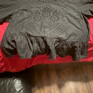 Elegant American eagle Black Embroidered Women's Top